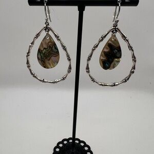 Silver and Abalone shell  Teardrop Earrings